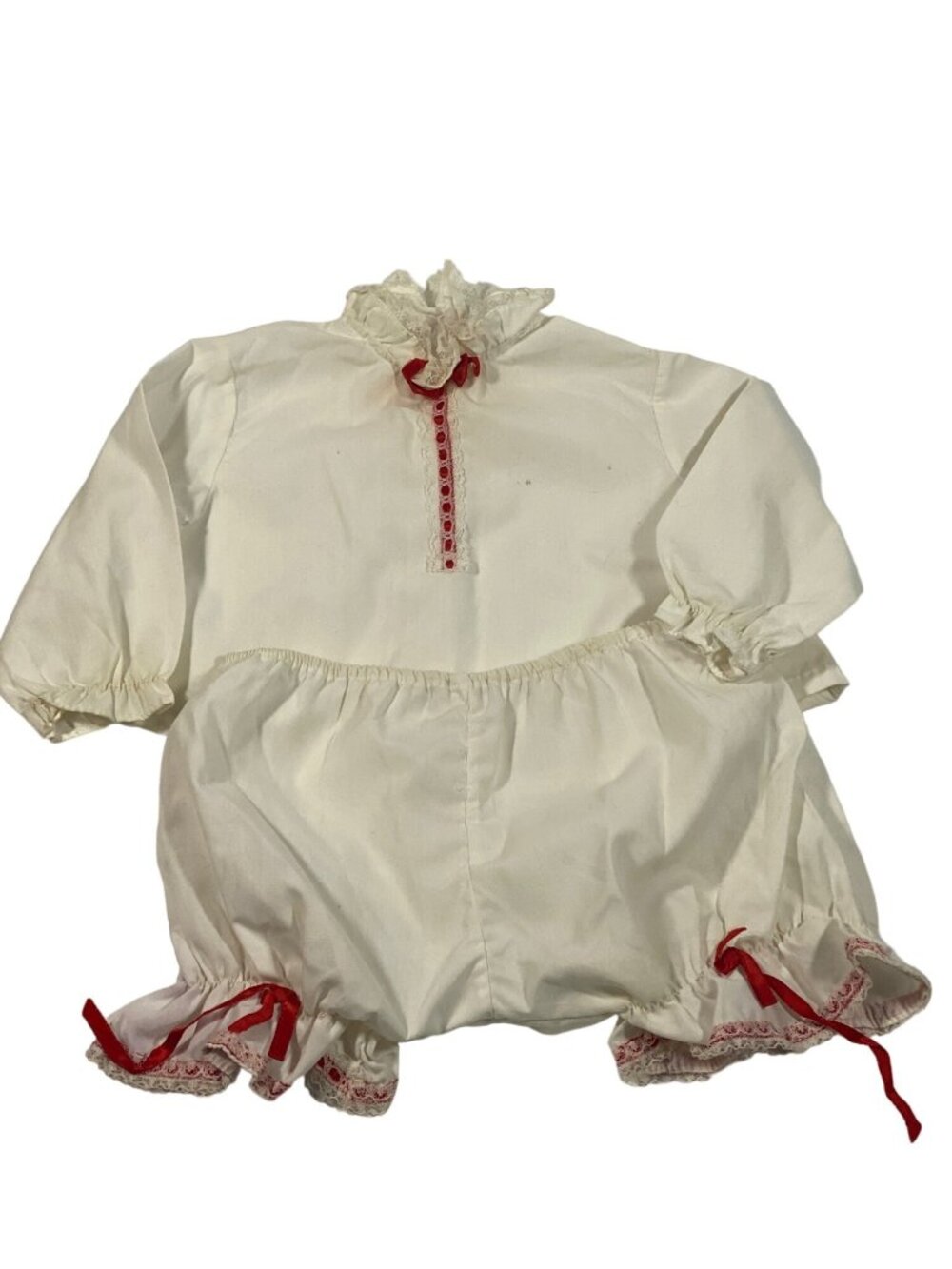 2 PC Top Baby Bloomer TINY TOTS ORIGINAL  White Red Ribbon Girl baby Vintage